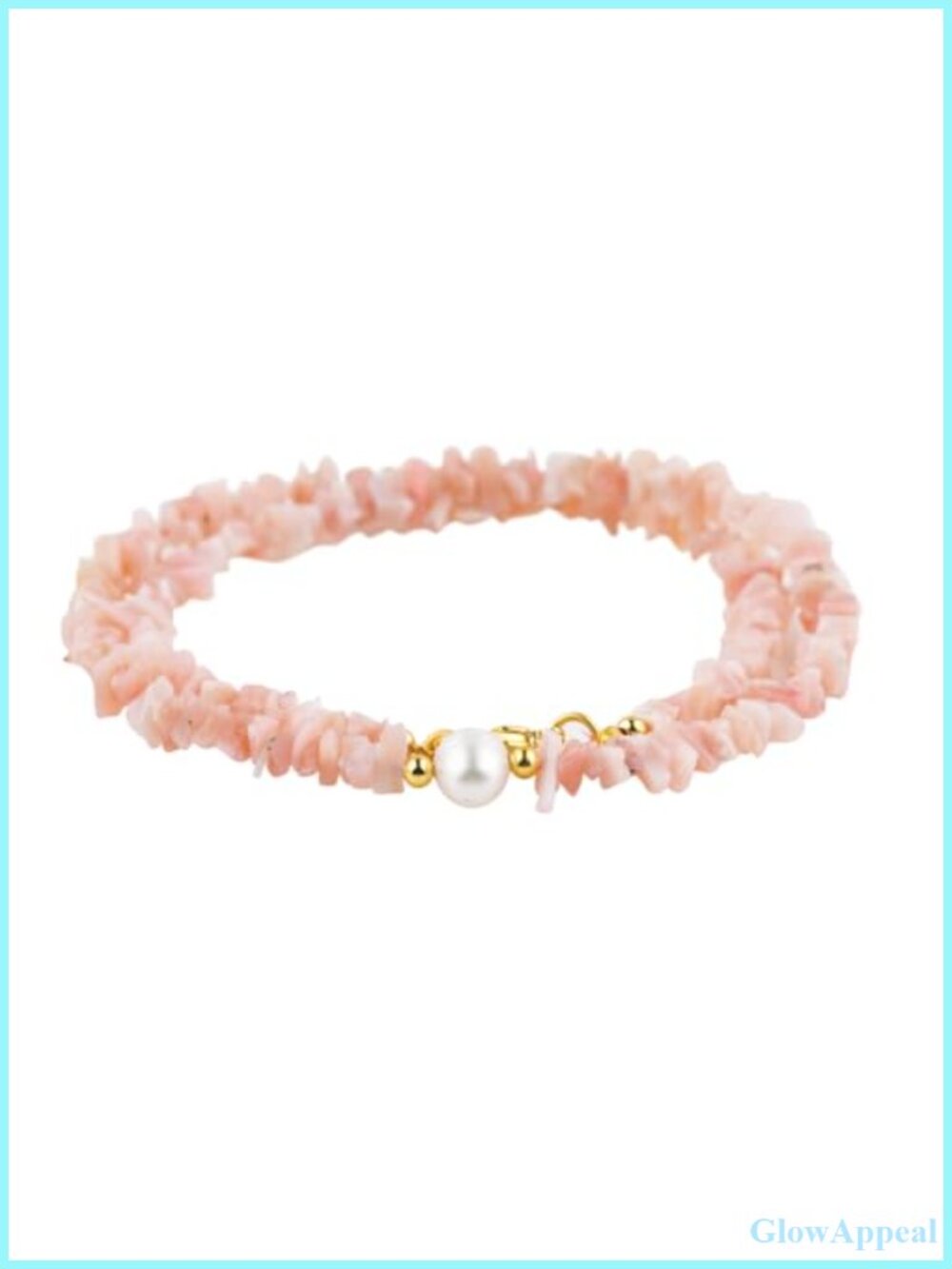 Beaded Choker Necklace Natural Pink Opal 14K Gold Plated Brass 16 inch